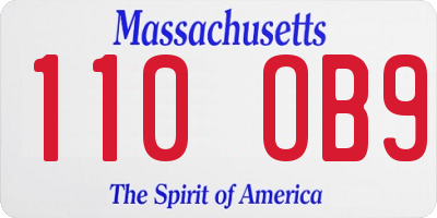 MA license plate 110OB9