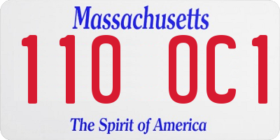 MA license plate 110OC1