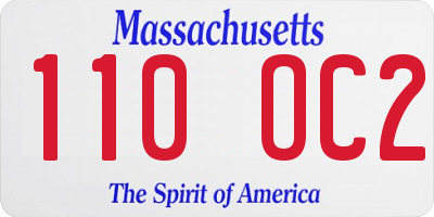 MA license plate 110OC2