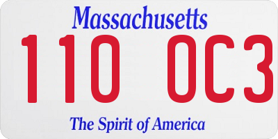 MA license plate 110OC3