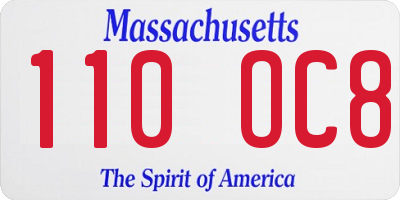 MA license plate 110OC8