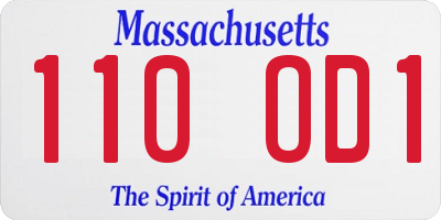 MA license plate 110OD1