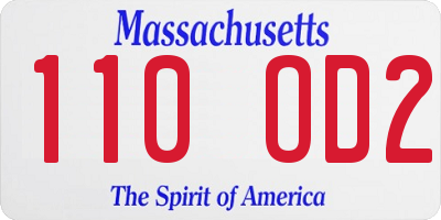 MA license plate 110OD2