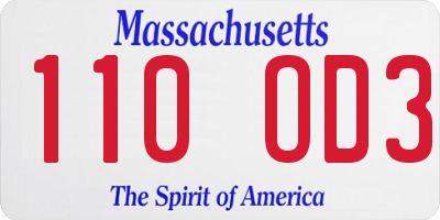 MA license plate 110OD3