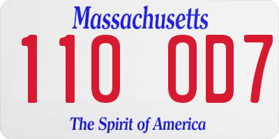MA license plate 110OD7