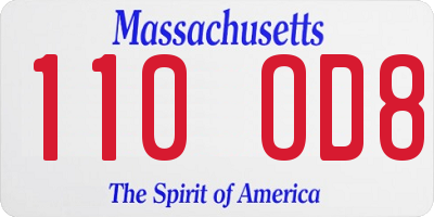 MA license plate 110OD8