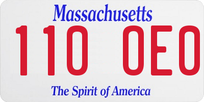 MA license plate 110OE0