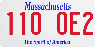 MA license plate 110OE2