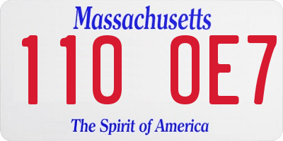MA license plate 110OE7