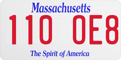 MA license plate 110OE8