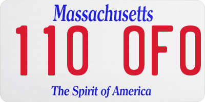 MA license plate 110OF0