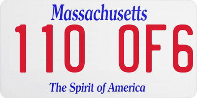 MA license plate 110OF6