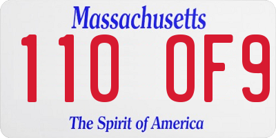 MA license plate 110OF9
