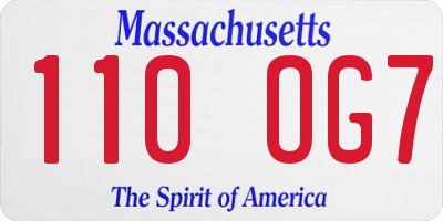 MA license plate 110OG7