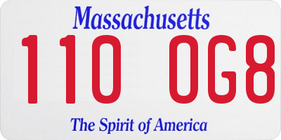 MA license plate 110OG8