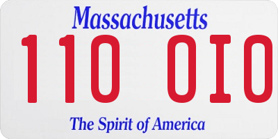 MA license plate 110OI0