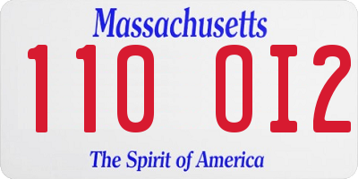 MA license plate 110OI2