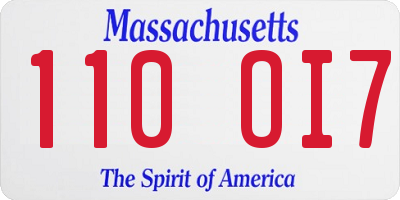 MA license plate 110OI7