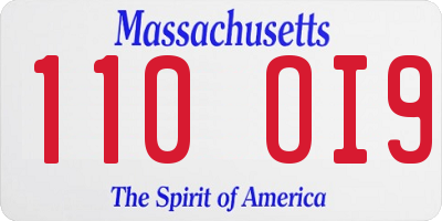 MA license plate 110OI9
