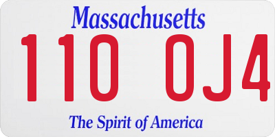 MA license plate 110OJ4