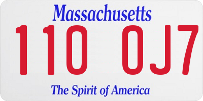 MA license plate 110OJ7