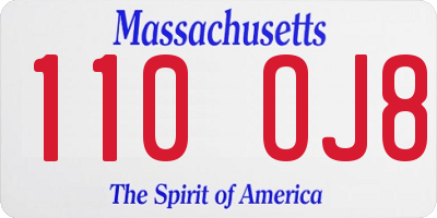 MA license plate 110OJ8