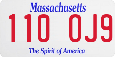 MA license plate 110OJ9