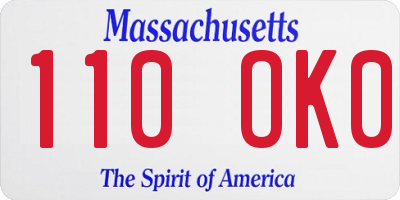 MA license plate 110OK0