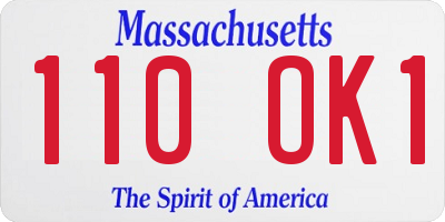 MA license plate 110OK1