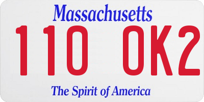 MA license plate 110OK2