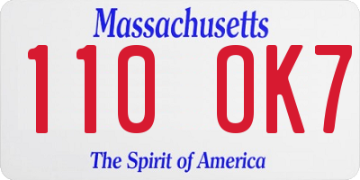 MA license plate 110OK7