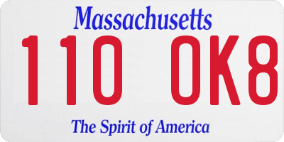 MA license plate 110OK8