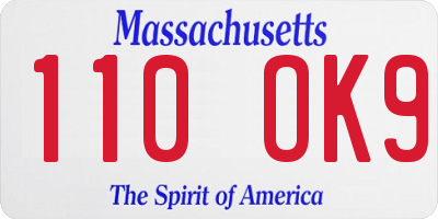 MA license plate 110OK9