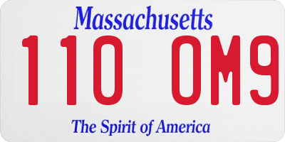 MA license plate 110OM9
