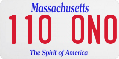 MA license plate 110ON0