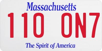 MA license plate 110ON7