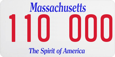 MA license plate 110OO0
