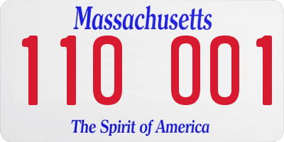 MA license plate 110OO1