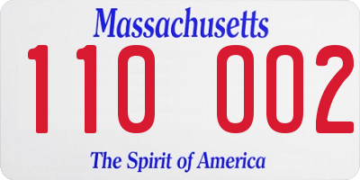MA license plate 110OO2