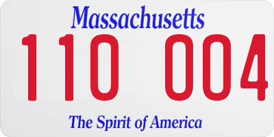 MA license plate 110OO4