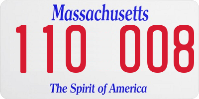 MA license plate 110OO8