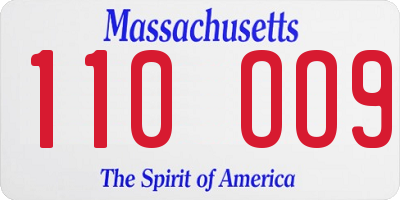 MA license plate 110OO9
