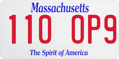 MA license plate 110OP9