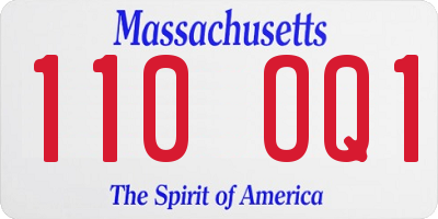 MA license plate 110OQ1