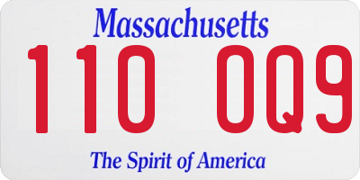 MA license plate 110OQ9
