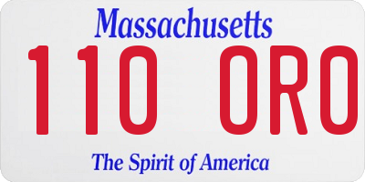 MA license plate 110OR0