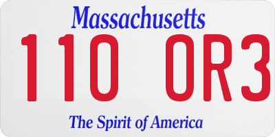MA license plate 110OR3