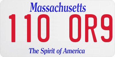 MA license plate 110OR9