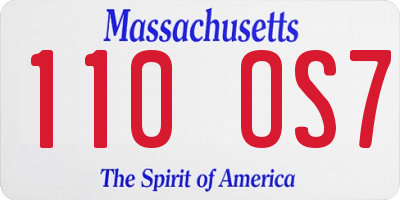 MA license plate 110OS7