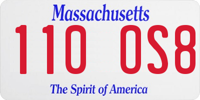 MA license plate 110OS8